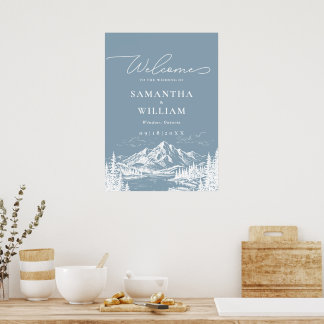Bergkulisse Hochzeits-Willkommensschild Poster