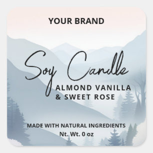 Bergkulisse Soy Candle Produktmarken Quadratischer Aufkleber