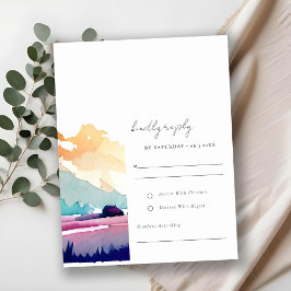 Bergland Lilac Field Landschaft Hochzeit RSVP Karte