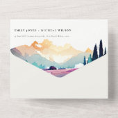 Bergland Lilac Fields Landschaft Hochzeit All In One Einladung (Rückseite)