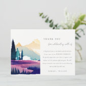 Bergland Lilac Fields Landschaft Hochzeit Dankeskarte (Stehend Vorderseite)