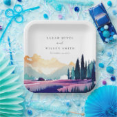 Bergland Lilac Fields Landschaft Hochzeit Pappteller (Party)