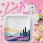 Bergland Lilac Fields Landschaft Hochzeit Pappteller (Party)