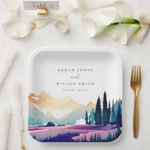 Bergland Lilac Fields Landschaft Hochzeit Pappteller