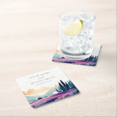 Bergland Lilac Fields Landschaft Hochzeit Rechteckiger Pappuntersetzer (Vor Ort)