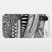 Berglandschaft abstrakte Schwarz-weiße Doodle-Kuns Case-Mate iPhone Hülle (Rückseite (Horizontal))