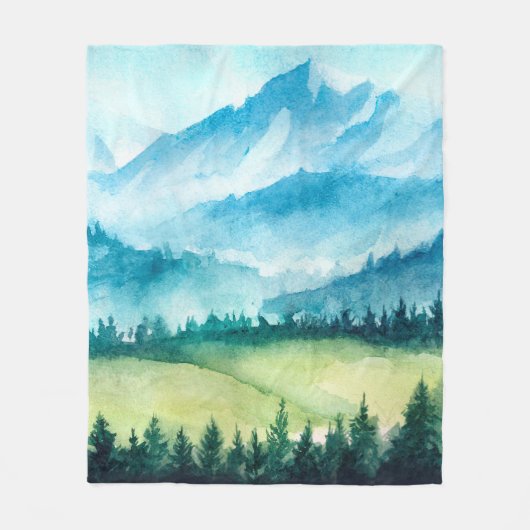 Berglandschaft. Aquarellbild. Fleecedecke (Vorderseite)