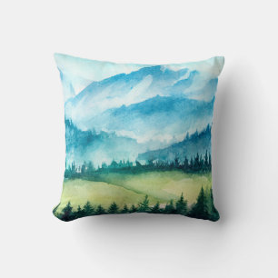 Berglandschaft. Aquarellbild. Kissen