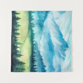 Berglandschaft. Aquarellbild. Wandteppich (Vorderseite (Horizontal))