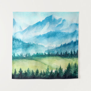 Berglandschaft. Aquarellbild. Wandteppich
