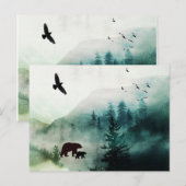 Berglandschaft Bären Vögel Wald Postkarte (Vorne/Hinten)