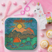 Berglandschaft bei Sonnenaufgang Pappteller (Party)