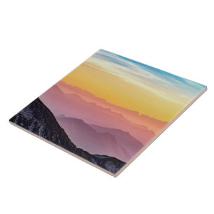 Berglandschaft bei Sonnenuntergang Keramik Tile Fliese