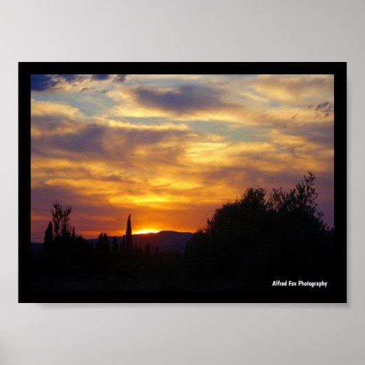 Berglandschaft bei Sonnenuntergang Poster (Vorne)