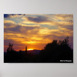 Berglandschaft bei Sonnenuntergang Poster