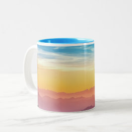 Berglandschaft bei Sonnenuntergang Zweifarbige Tasse