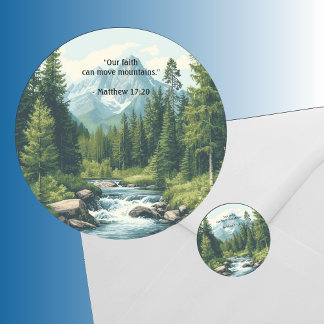 Berglandschaft Bibelvers Sage Runder Aufkleber