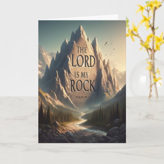 Berglandschaft DER LORD IST MEIN FELSEN PSALM 18:2 Karte (Gelbe Blume)