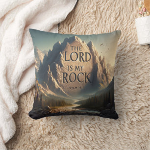 Berglandschaft DER LORD IST MEIN FELSEN PSALM 18:2 Kissen