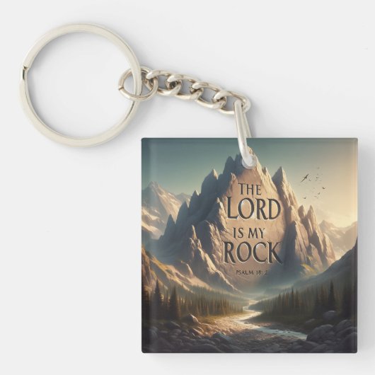 Berglandschaft DER LORD IST MEIN FELSEN PSALM 18:2 Schlüsselanhänger (Vorderseite)