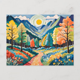 Berglandschaft Herbst Landschaft mit Pfad Postkarte