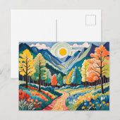 Berglandschaft Herbst Landschaft mit Pfad Postkarte (Vorne/Hinten)