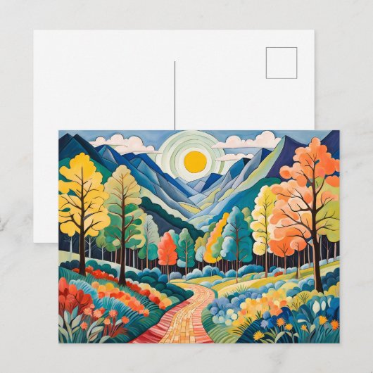 Berglandschaft Herbst Landschaft mit Pfad Postkarte (Vorne/Hinten)