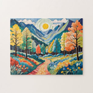 Berglandschaft Herbst Landschaft mit Pfad Puzzle