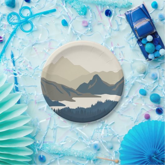 Berglandschaft im Abend Pappteller (Party)
