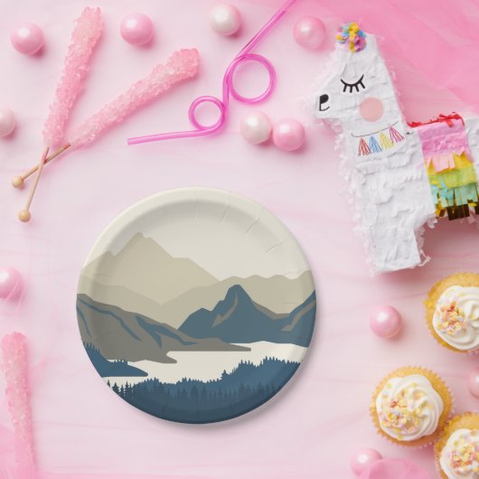 Berglandschaft im Abend Pappteller (Party)