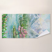 Berglandschaft im Frühling. Original Acrylhand p Badehandtuch (Badehandtuch)