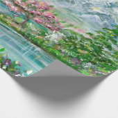 Berglandschaft im Frühling. Original Acrylhand p Geschenkpapier (Ecke)