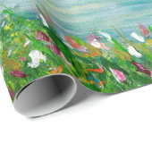 Berglandschaft im Frühling. Original Acrylhand p Geschenkpapier (Rolleneckpunkt)