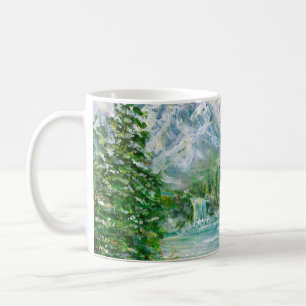 Berglandschaft im Frühling. Original Acrylhand p Kaffeetasse