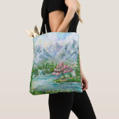 Berglandschaft im Frühling. Original Acrylhand p Tasche (Von Nahem)