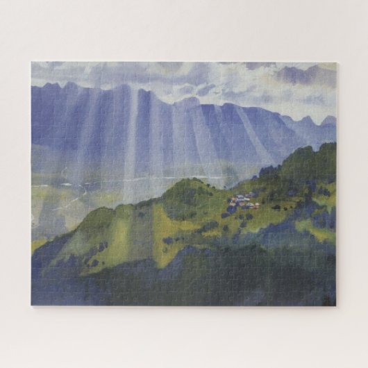 Berglandschaft in der Schweiz (Serebriakova) Puzzle (Horizontal)