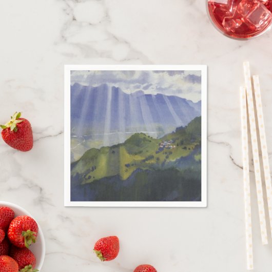 Berglandschaft in der Schweiz (Serebriakova) Serviette (Beispiel)