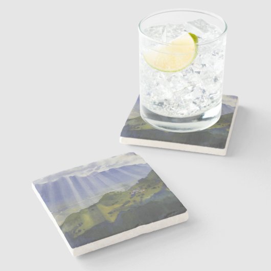 Berglandschaft in der Schweiz (Serebriakova) Steinuntersetzer (Seitenansicht)