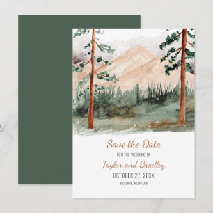 Berglandschaft Kiefern rustikal Termin vormerken Save The Date