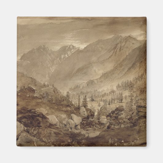 Berglandschaft, Macugnaga, 1845 (Stift & braun Magnet (Vorne)