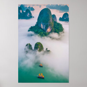 Berglandschaft Majestic Picturesque Mist Sky Poster