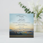 Berglandschaft Malerei künstlerische Hochzeit Einladung (Stehend Vorderseite)