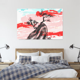 Berglandschaft mit Baumschatten Leinwanddruck