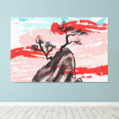 Berglandschaft mit Baumschatten Leinwanddruck (Insitu (Holzboden))