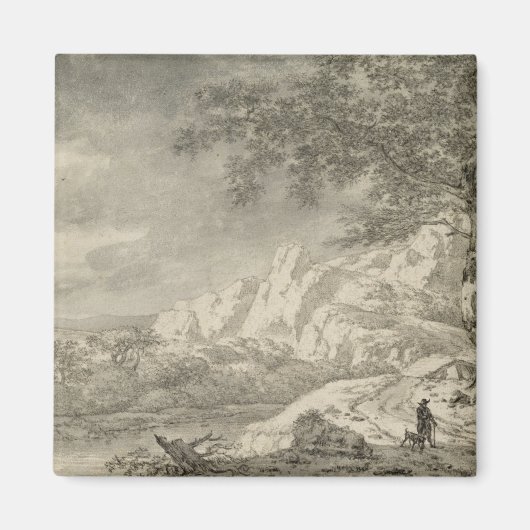 Berglandschaft mit einem Wanderer Magnet (Vorne)