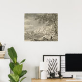 Berglandschaft mit einem Wanderer Poster (Heimbüro)