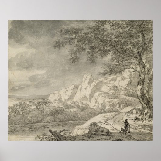 Berglandschaft mit einem Wanderer Poster (Vorne)