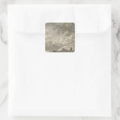Berglandschaft mit einem Wanderer Quadratischer Aufkleber (Tasche)