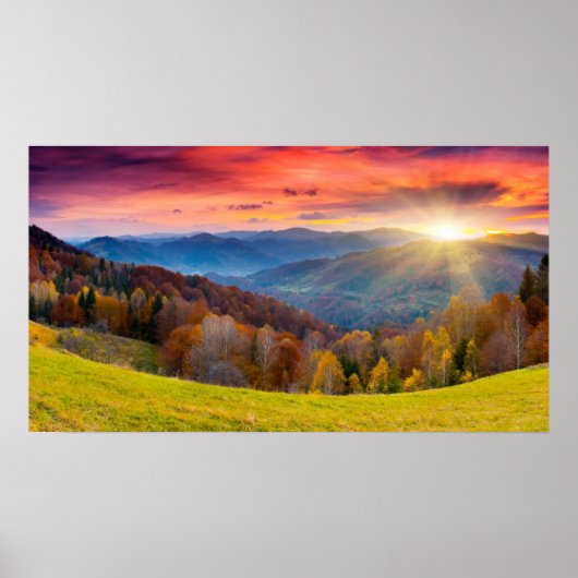 Berglandschaft mit Wald Poster (Vorne)