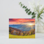 Berglandschaft mit Wald Postkarte (Stehend Vorderseite)